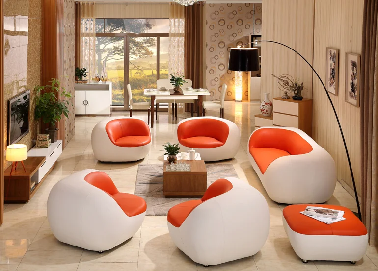 Современный диван для гостиной черно-белый из натуральной кожи | Мебель