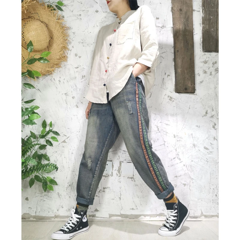 Max LuLu 2020 Spring New Fashion Ladies Vintage Loose Jeans Womens Casual Ripped Denim Trousers Oversized Streetwear Harem Pants | Женская