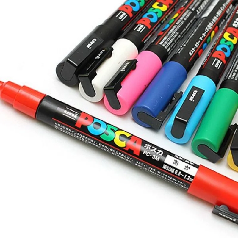Tanie 24 Sztuk Uni Posca PC-3M Marker Do Malowania-bardzo Cienkie Bullet Tip 0.9-1.3mm Marker Do Malowania Długopisy Na Bazie Wody 24 Kolory