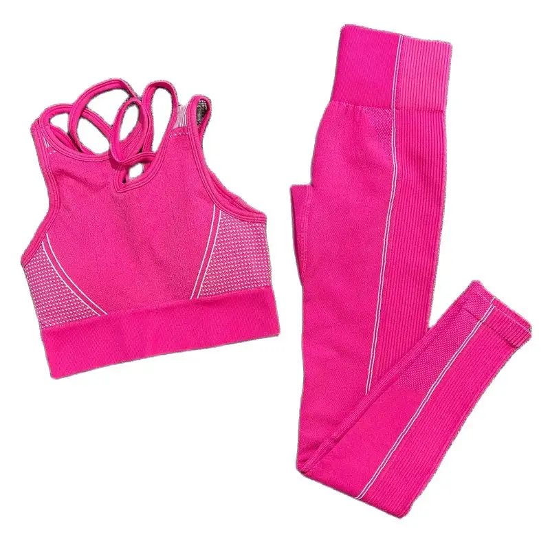 Женский бесшовный комплект для йоги из 2 предметов спортивный бюстгальтер +