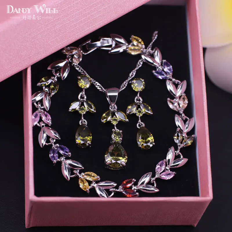 Набор украшений для женщин серьги ожерелье браслет набор груша квадрат цвет