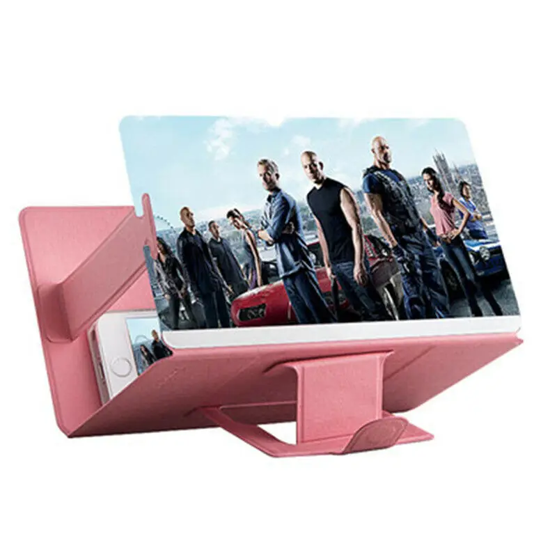 New 3D 8 Inch PU Leather Case Folding Mobile Phone Screen Amplifier Enlarged Magnifier Bracket Cell Holder | Электроника