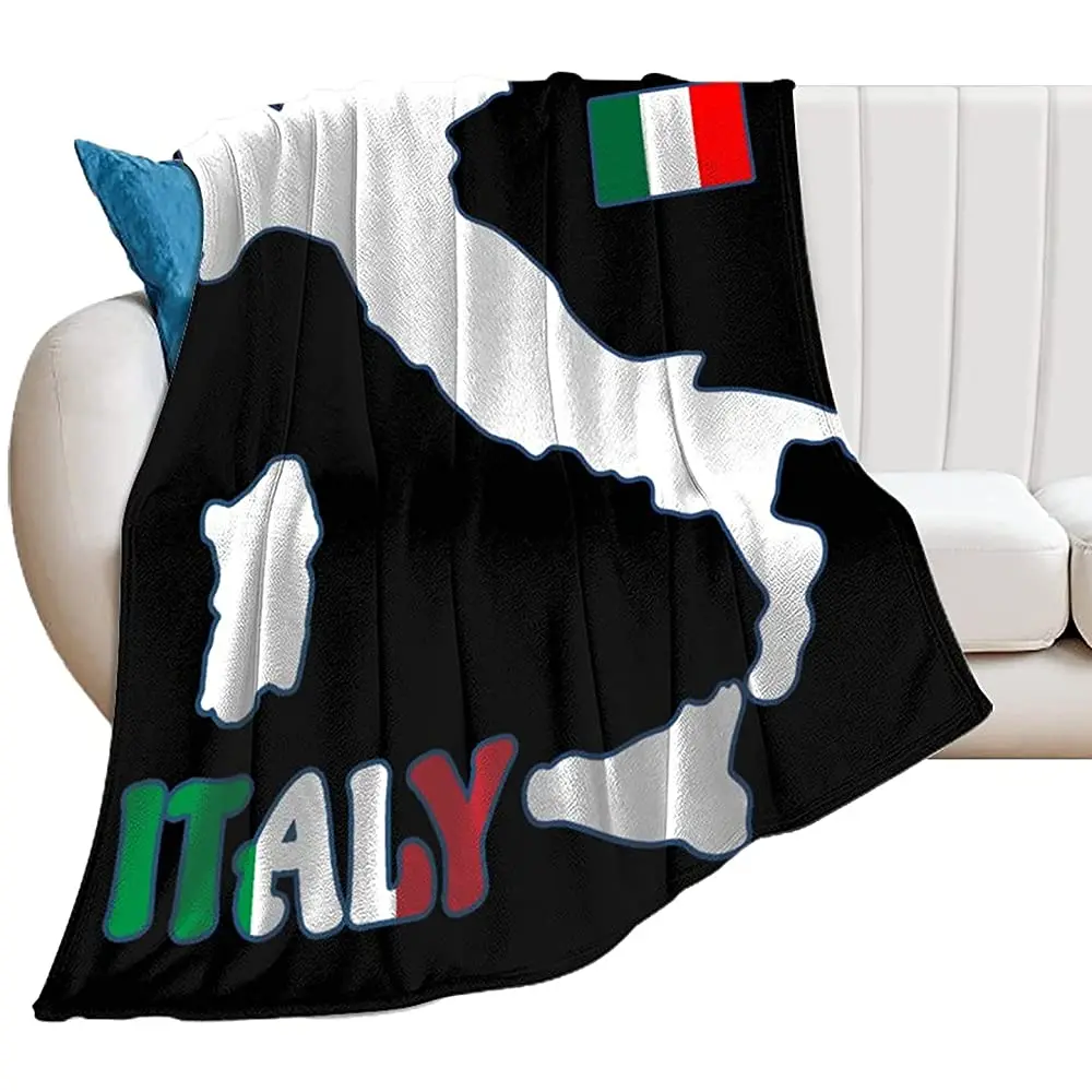 

Italy Map Flag Flannel Blankets Soft Cozy Throw Blanket for Couch Car Living Room 40"x50"