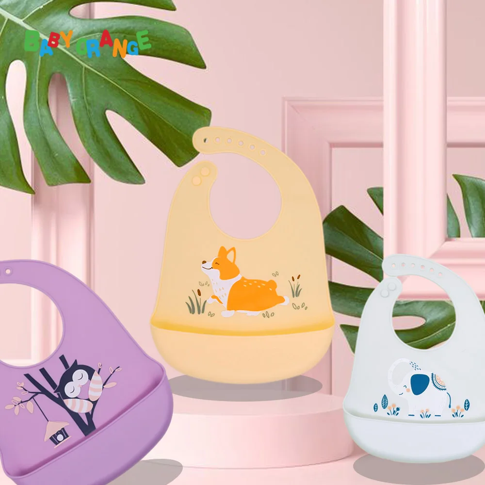 

Silicone Bibs Adjustable Toddler Saliva Dripping Bibs Cartoon Apron Pocket Infant Baby Product Waterproof Newborn Feeding Cloth