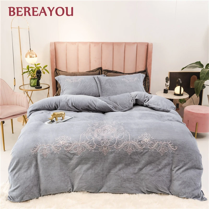 Роскошные комплекты постельного белья розовый коралловый флис зимний