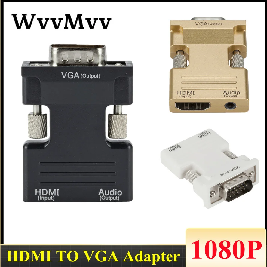

HDMI-Compatible To VGA Adapter TV Box 1080P PC Aux Jack 3.5 Video Audio Cable Converter Projector Monitor Projetor Display Port