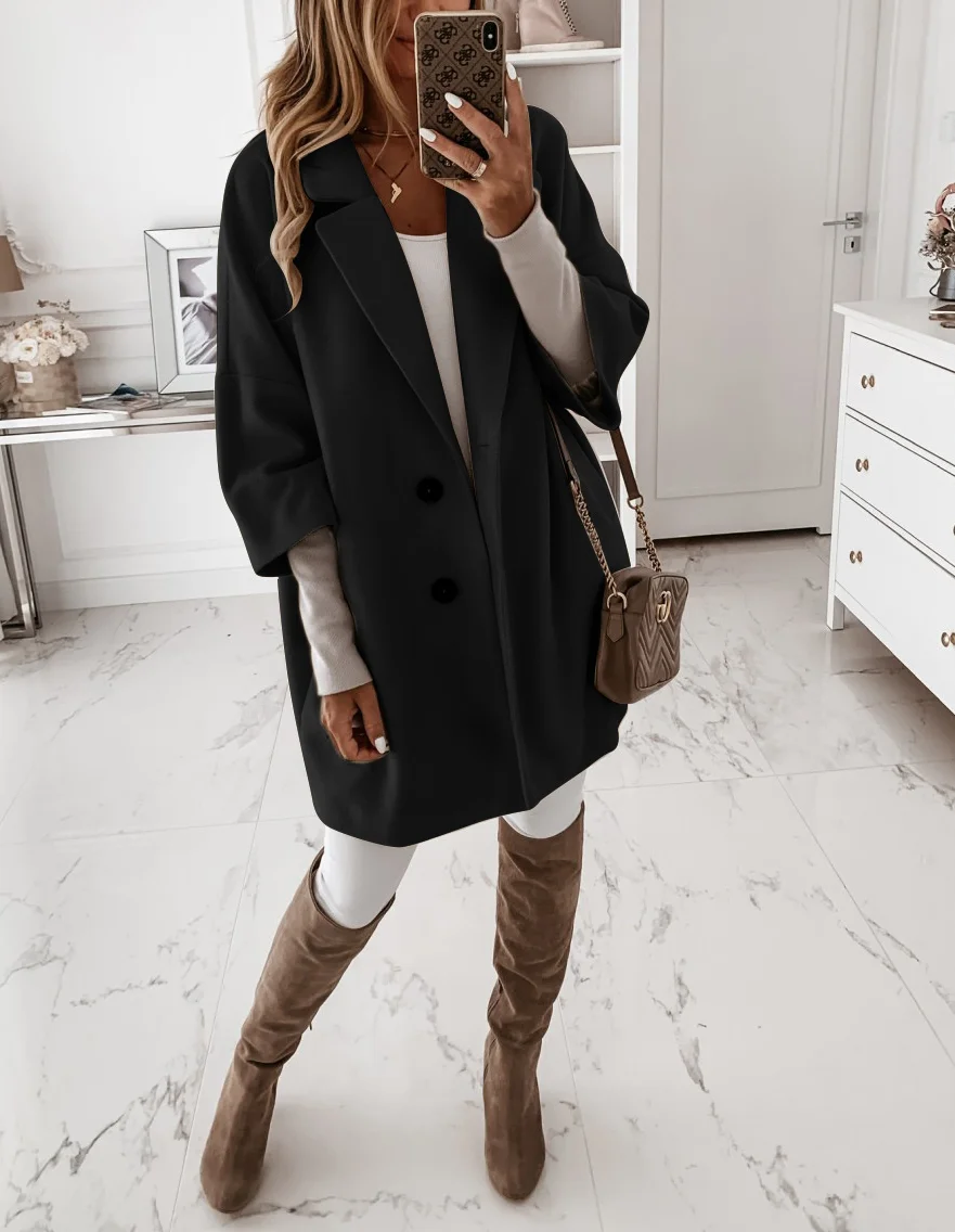 2020 Новая женская верхняя одежда с длинным рукавом и отложным воротником