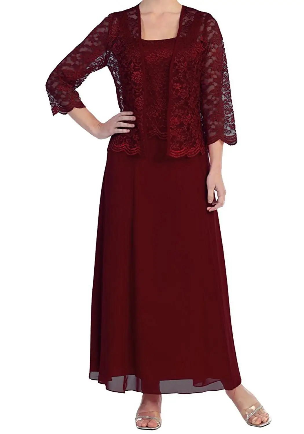 Женское элегантное кружевное платье из 3 предметов для матери невесты с курткой