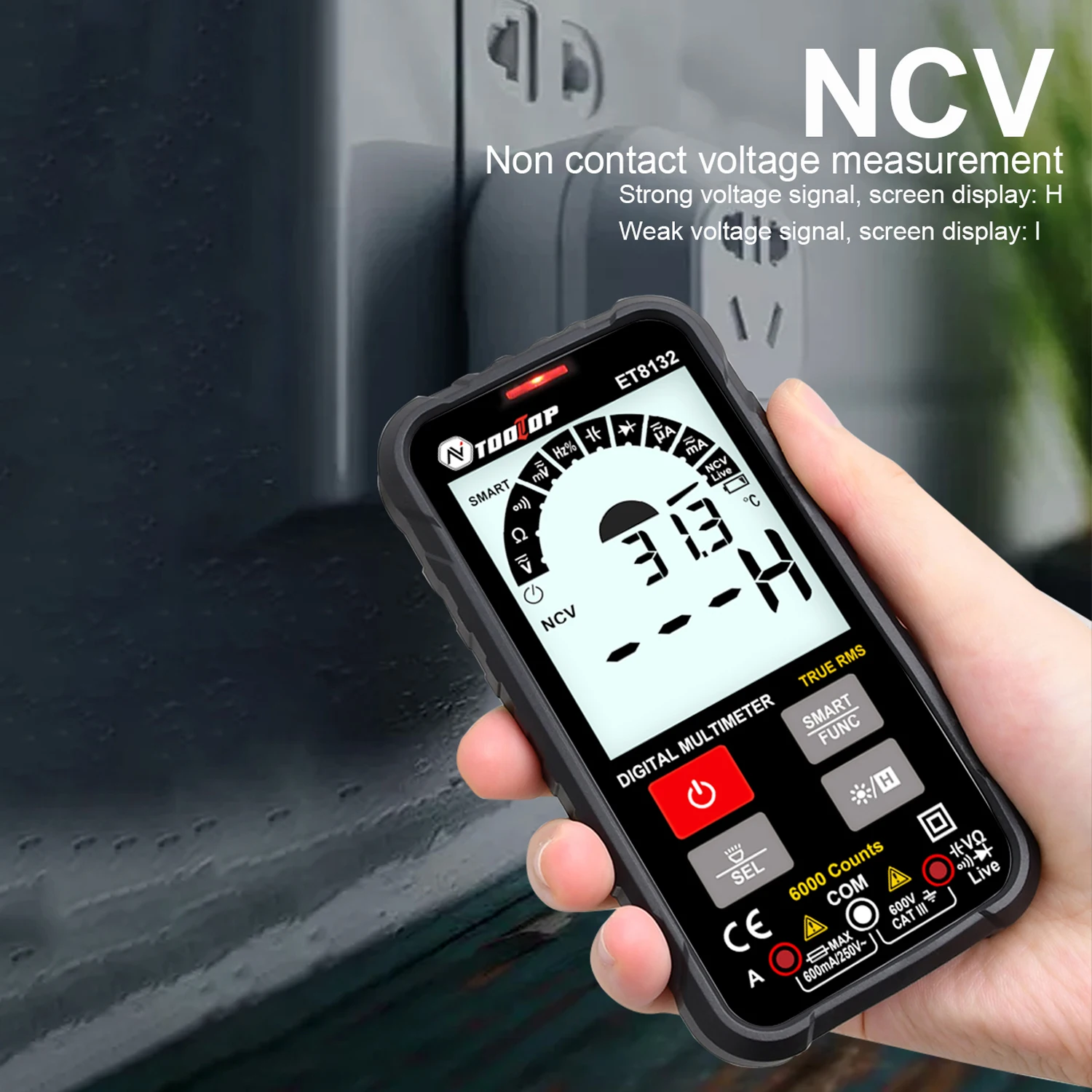 

Digital Multimeter AC DC Voltage Current Resistance Frequency Capacitance Meter Automatic Identification True RMS 6000 Counts