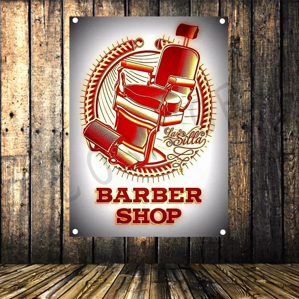 Retro tattoo haircut poster Banner Flag Music Poster Wall Hanging Tapestry Stickers HD Canvas Print Art Barber Shop Home Decor