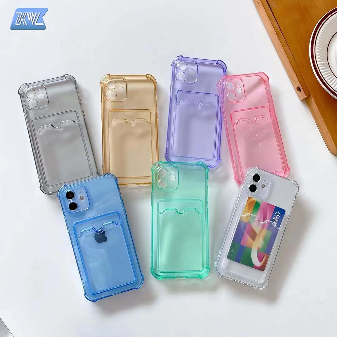 

Чехол KL для Apple Iphone11 12 13 promax, прозрачный чехол из ТПУ с отделениями для карт, однотонный чехол для Iphone 7 8 X Xr Xsmax