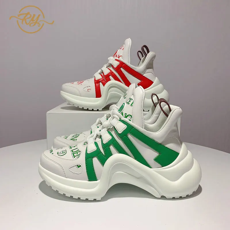 

RY-RELAA European women shoe Genuine Leather platform shoes 2021 New winter luxery shoes women ins shoes for women sneakers tide