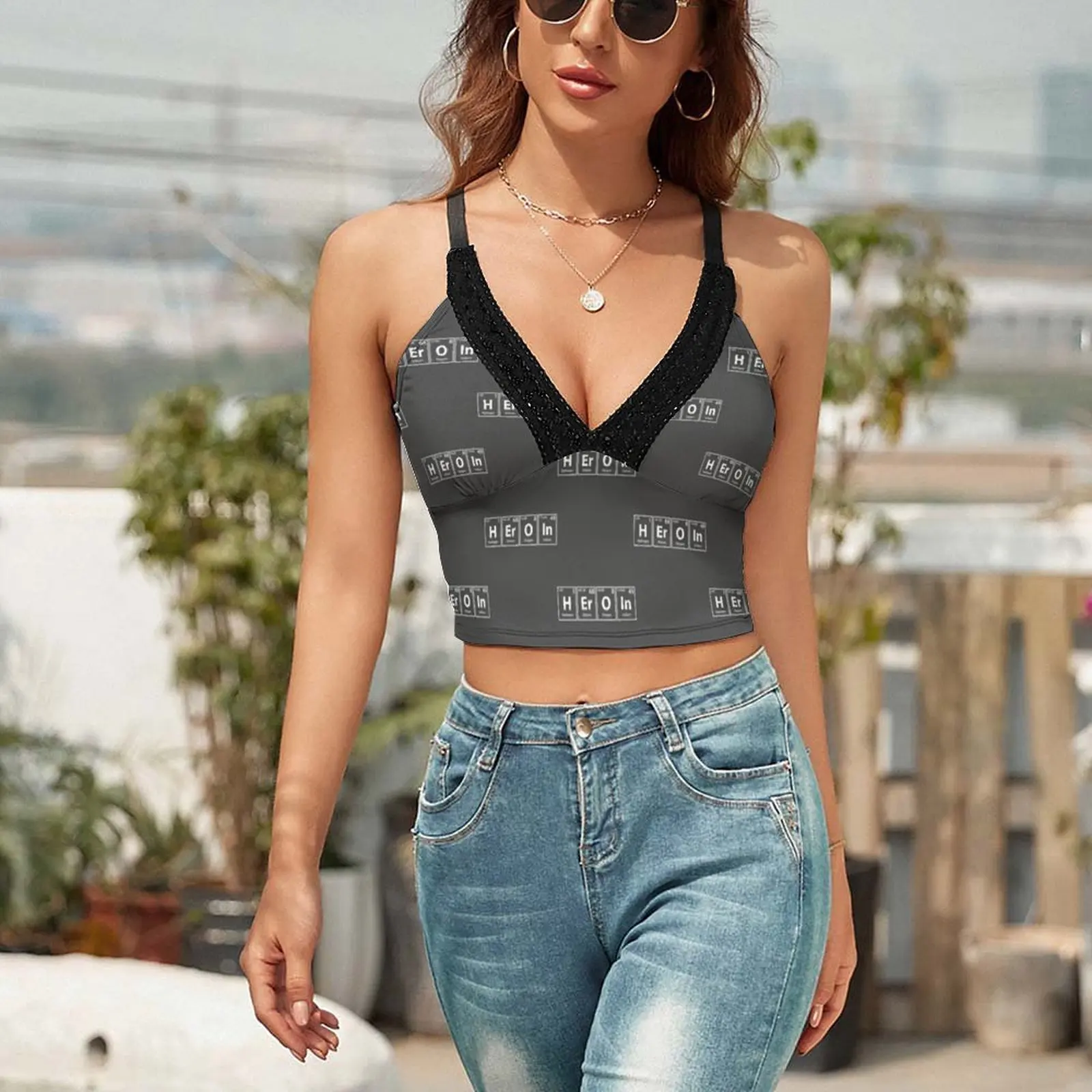 

Periodic Tank Top Mini Printed Unique Camisole Club Womens Cheap Crop Top