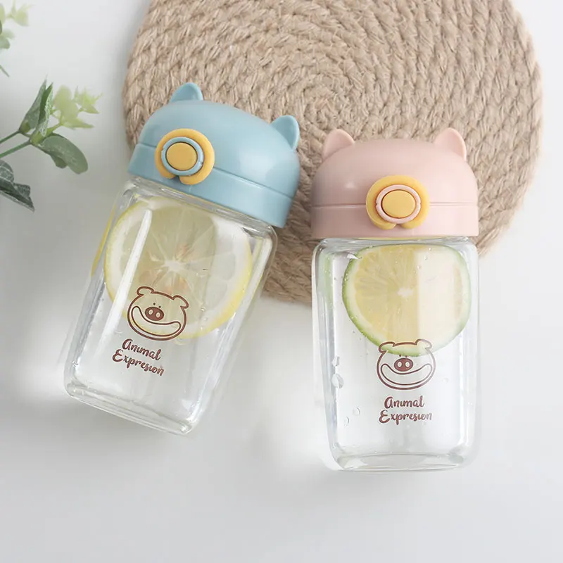 Прозрачная стеклянная чашка с медвежонком Женская Студенческая свежая и милая