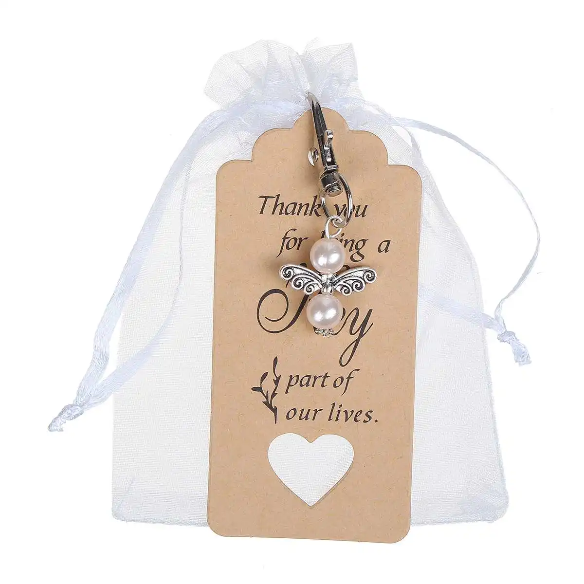 

NEW 30/50 PCS Wedding Party Angel Keychain Ring White/Blue Key Chain Baby Shower Favors Pendant Gifts Christmas Gifts