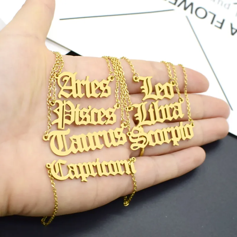 Женское минималистичное колье с 12 знаками Зодиака буквами и s|Ожерелья подвеской|