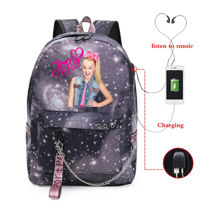 Женский рюкзак горячая Распродажа Jojo Siwa с Usb-зарядкой школьный повседневный