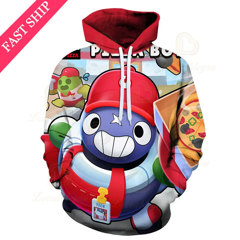 

POCO Brawings Boys Girls 3D PRIMO MORTIS Thin Hoodie Crow Spike MAX Shelly Hoodie Kids Game Anime Star Hoodie Birthday Gift