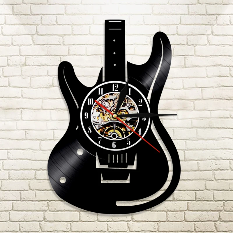 vinyl record led wall clock modern design music theme guitar clock wall watch home decor musical instruments gift for music love free global shipping
