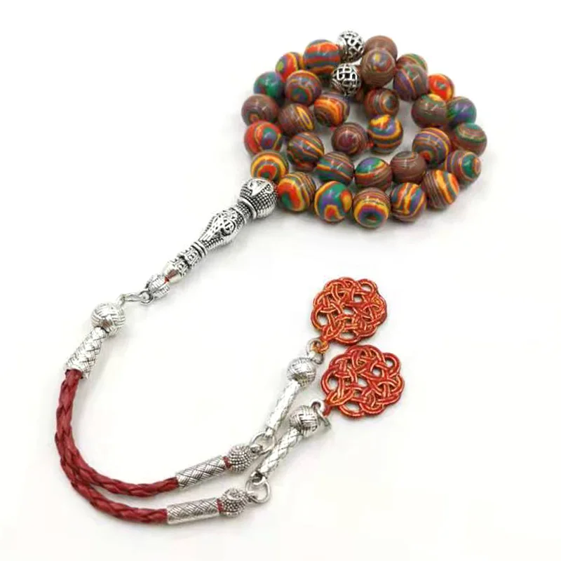 Фото Красный Малахитовый tasbih 33 молитвенные бусы специальные четки аксессуары для мусульман Eid Ramafan gfit высококачественный ювелирный браслет Misbaha №3