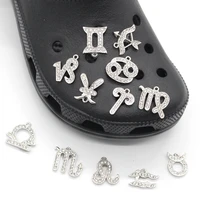 1pc rhinestone 12 constellations jibz croc charms accessories diy fashion metal shoe charms for clogs sandals decoration