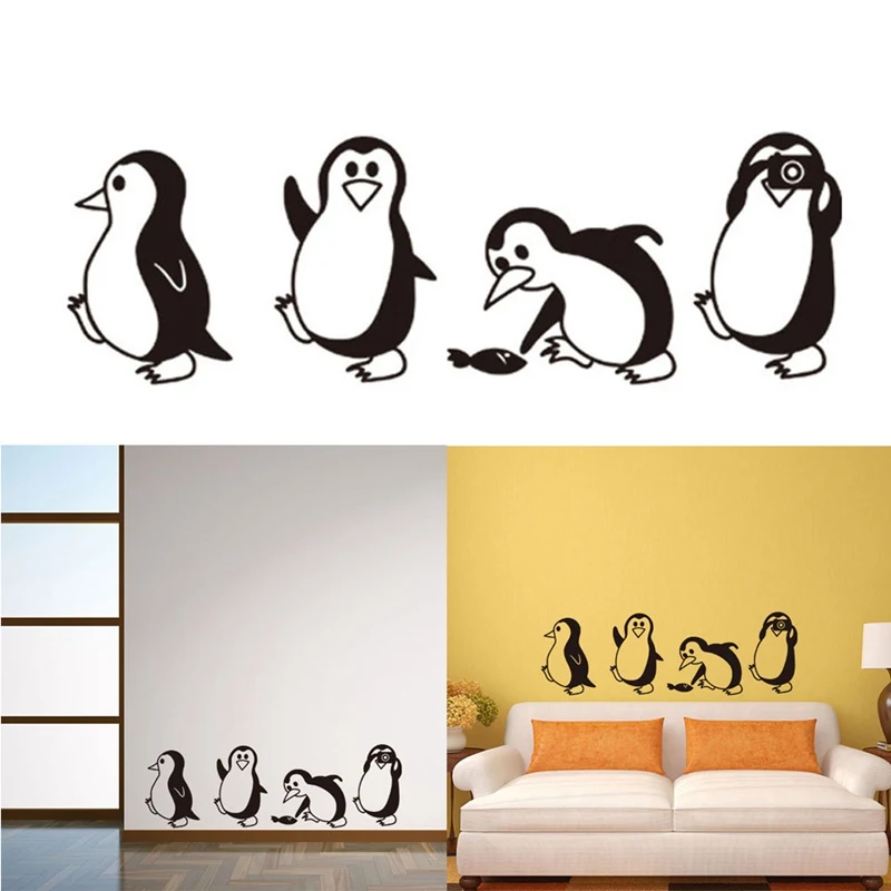 

Cute Creative Penguins Switch Sticker Cartoon Wall Stickers Kids BedRoom Home Decor 4 Penguin Friends Kid Bedroom Wall Sticker