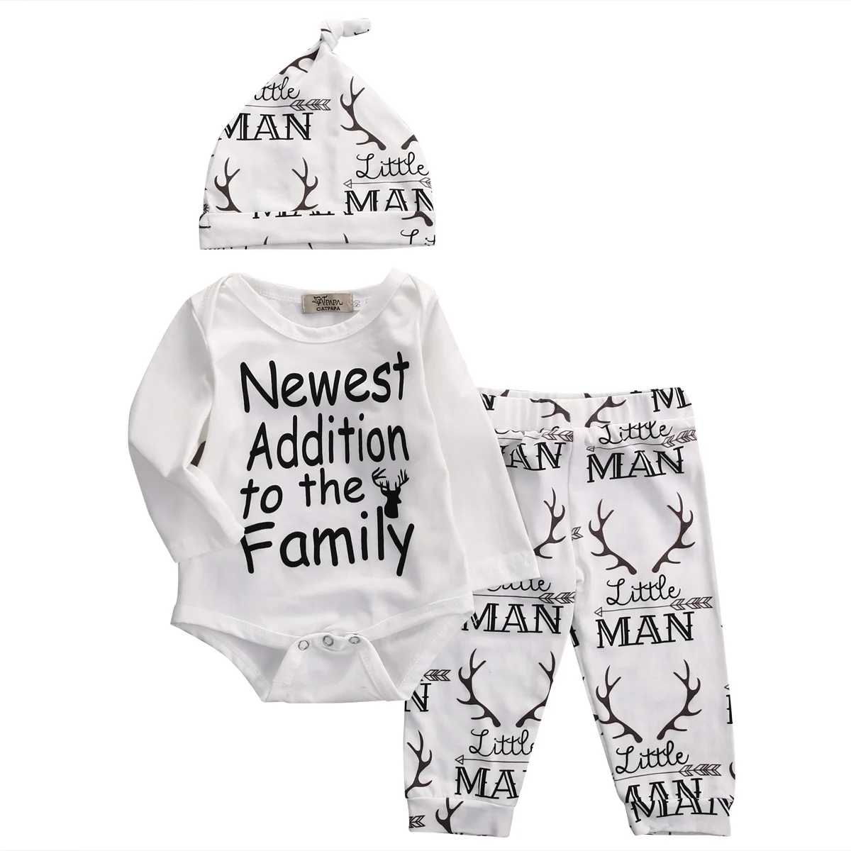 

Autumn baby boy clothes fashion cotton baby girl clothing set casual Deer romper+pants+hat 3pcs sets