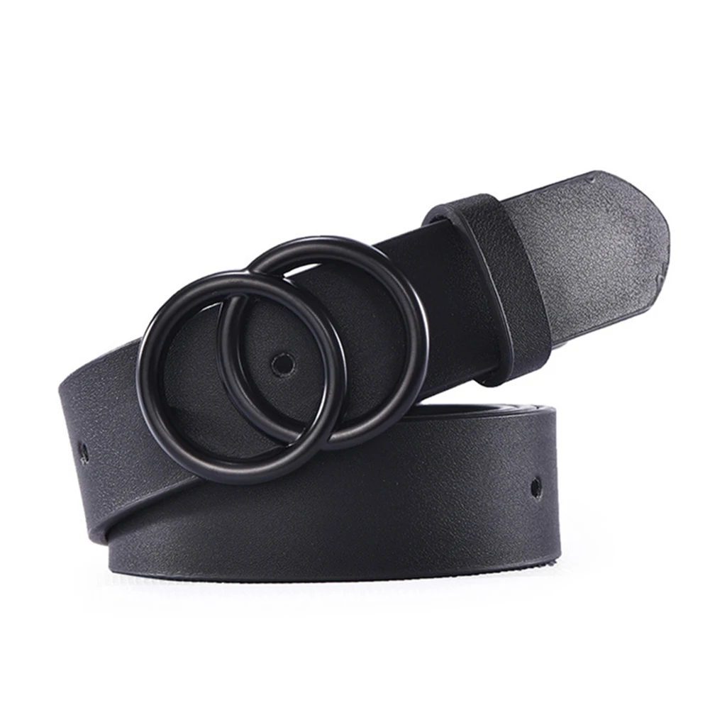 

Women PU Leather Belt Fashion Classic Waist Belts with Double O-Ring Buckle FS99