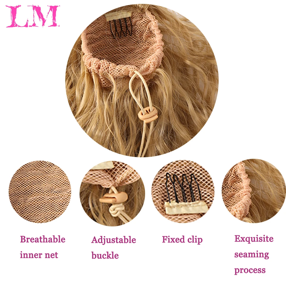 LM Beauty Drawstring Afro Kinky Curly Ponytail Hair Indian Extensions Pony Tail for Women Black Brown Clip in | Шиньоны и парики