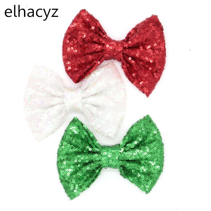

10 шт./лот, модные рождественские 5-дюймовые заколки с блестками и бантами, шикарные рождественские аксессуары для волос DIY, высококачественн...