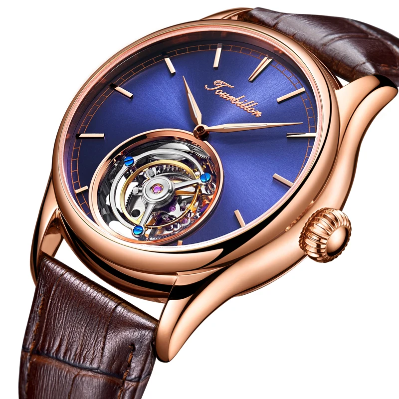 

Top New Business Men Watch Mechanical Sapphire Mirror Hollow Out Tourbillon Wristwatch Male High-end Personality Tough Guy Clock