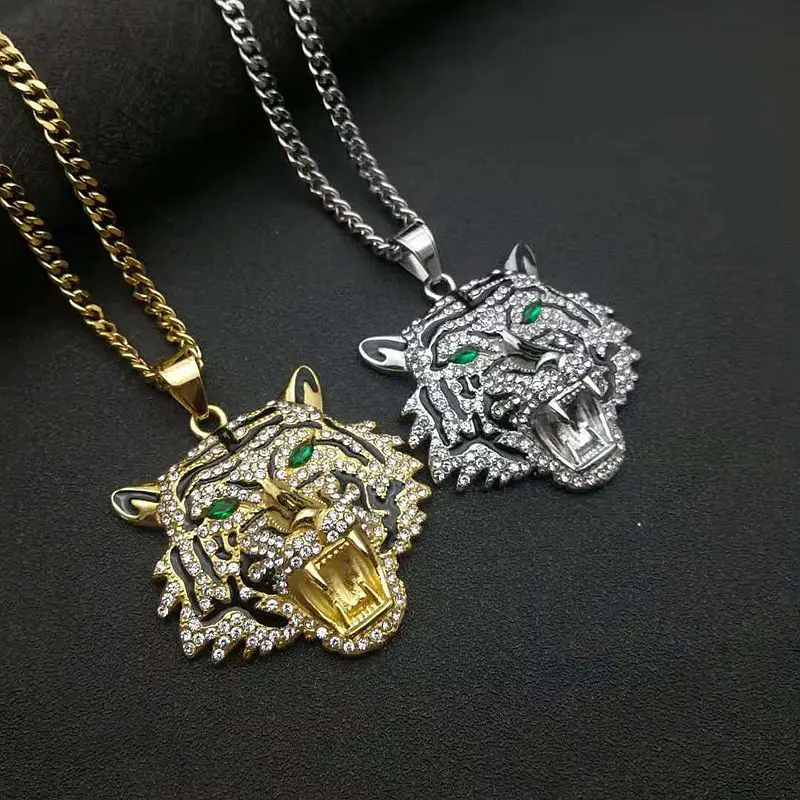 В стиле хип-хоп Стразы ограненные Bling льдом GoldStainless Сталь Большая подвеска в виде