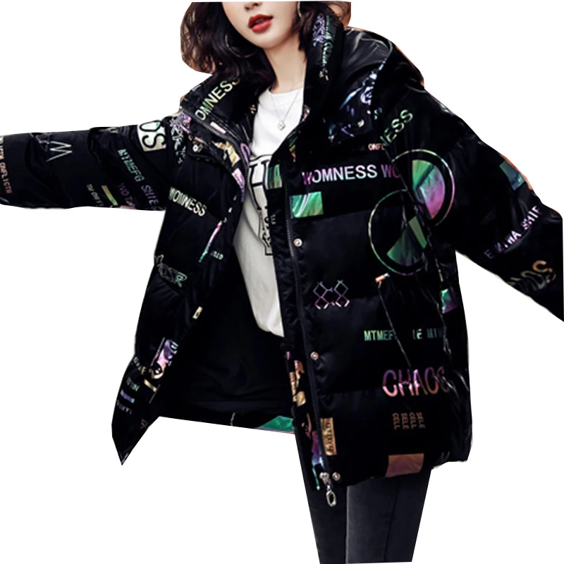 Зимняя женская куртка 2021 популярная Толстая модная Глянцевая парка на молнии с