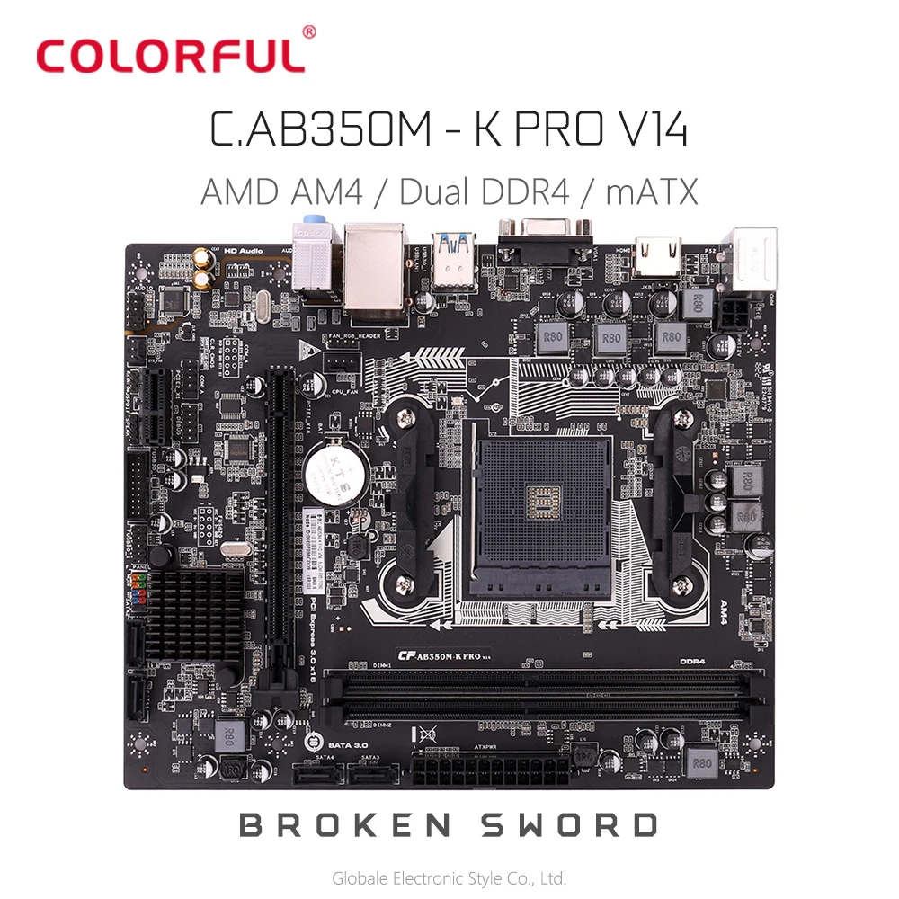Original Colorful C AB350M - K PRO V14 Motherboard m ATX for AMD AM4 Socket Processor Dual Channel DDR4 SATA3.0 USB3.0 HMDI VGA |