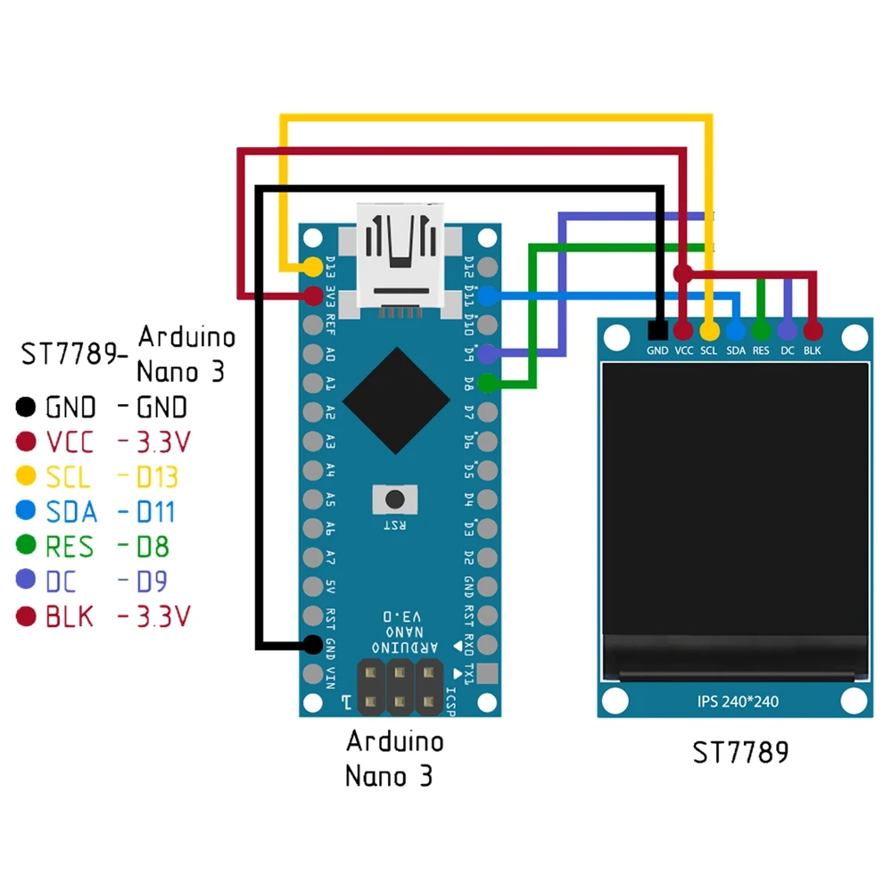Большой TFT дисплей 0,96/1,3 дюймов ips 7P SPI HD 65K полноцветный ЖК-модуль ST7735 Привод IC 80*160(не OLED) для Arduino