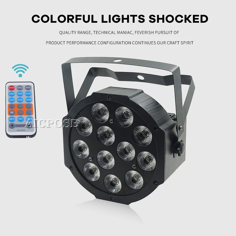 12x12 вт светодиодный Par с дистанционным управлением RGBW 4 в 1/RGBWA 5 UV 6 1 плоский DMX512