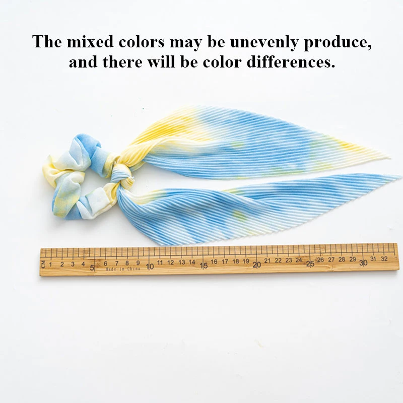 

KOrean Colorful Tie-Dye Bow Scrunchies Long Ribbon Ponytail Scarf Wrinkled Elastic Hair Bands Bows Hair Ties Hair Accessories