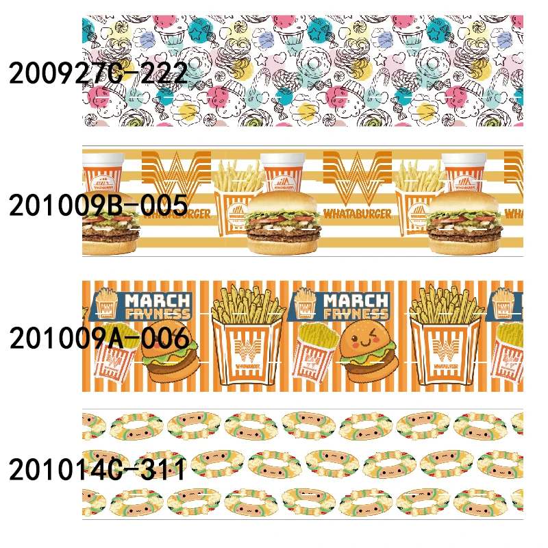 

(50 yards/lot) Free shipping 25mm 38mm 75mm snack food printed grosgrain ribbon