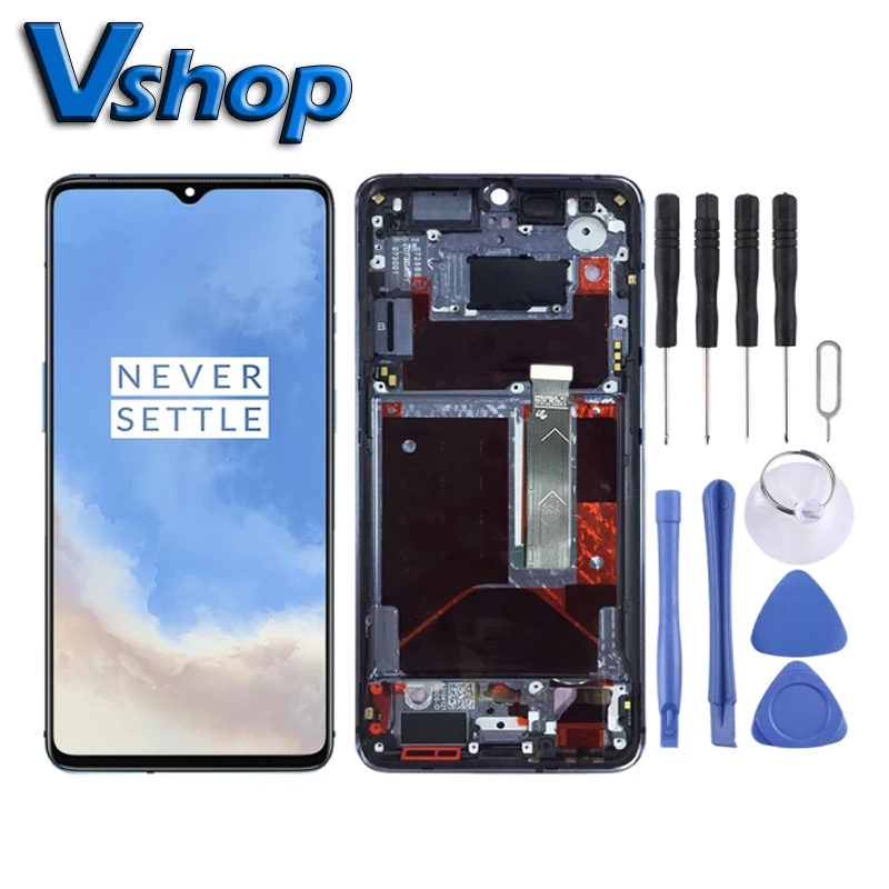 ЖК-дисплей AMOLED с сенсорным экраном и дигитайзером в сборе рамкой для OnePlus 7T HD1901
