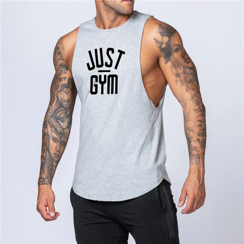

Brand Gym Tank Top Men Cotton Bodybuilding Sleeveless T-shirt Workout Singlets Fitness Stringer Tanktop Muscle Vest