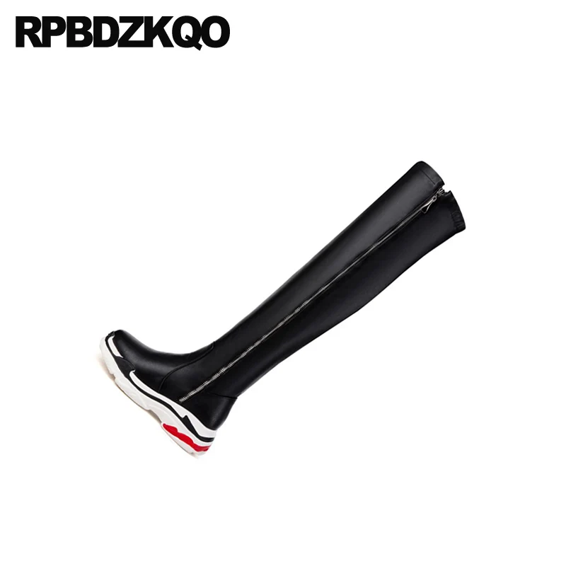 Ботфорты женские выше колена высокие водонепроницаемые черные ботфорты на