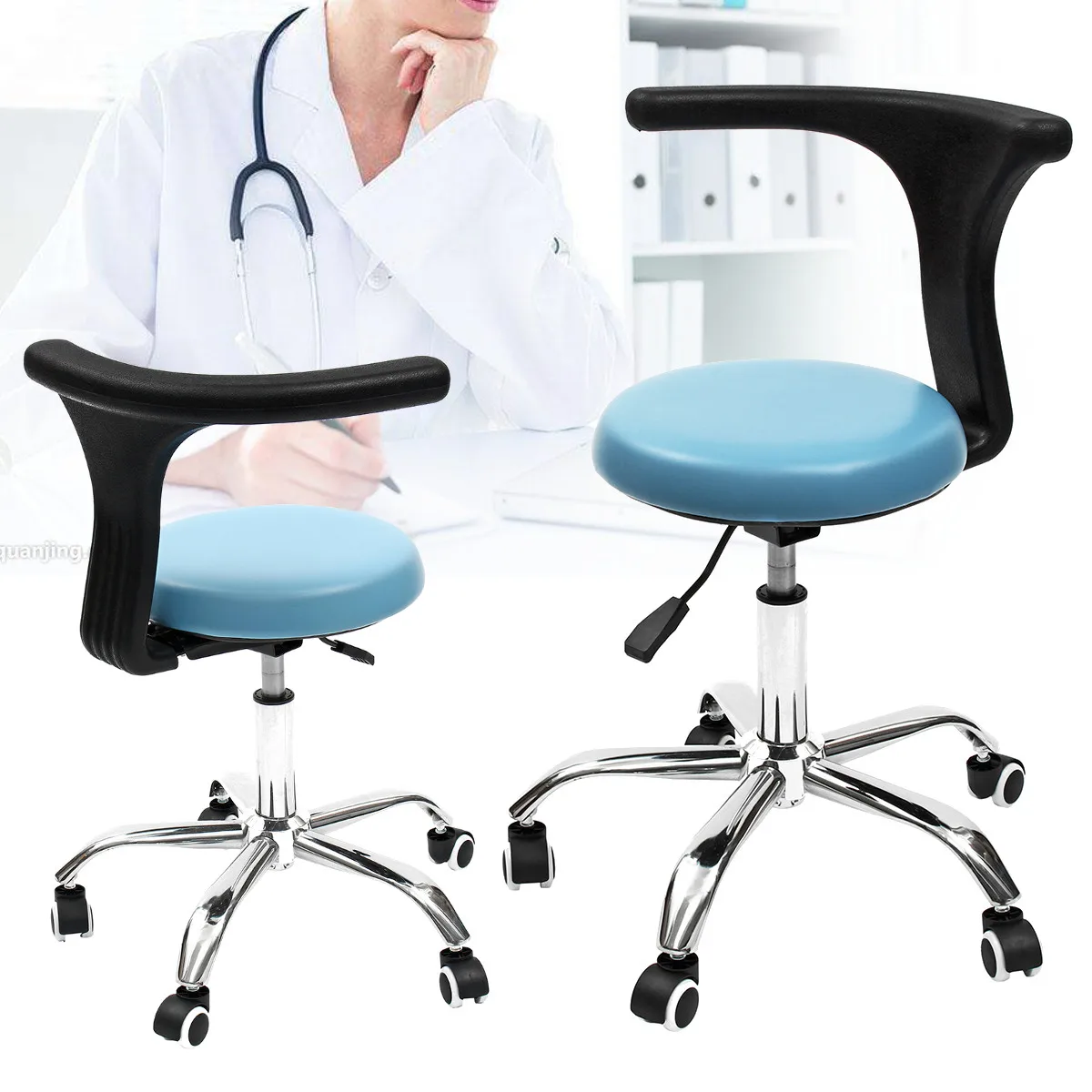 

Free shipping Dental l PU Leather Doctor Chair Seat Stool Height Adjustable Mobile Chair