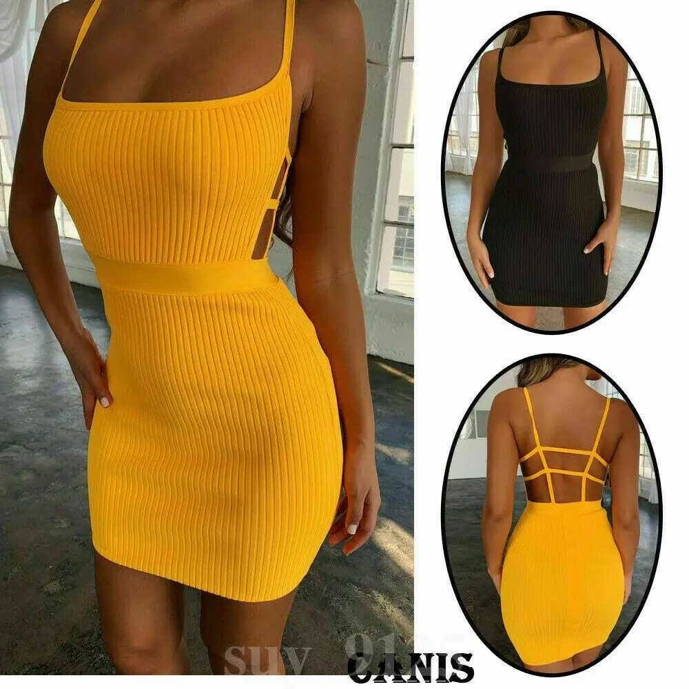 2020 летнее сексуальное Бандажное Открытое платье женское модное облегающее без
