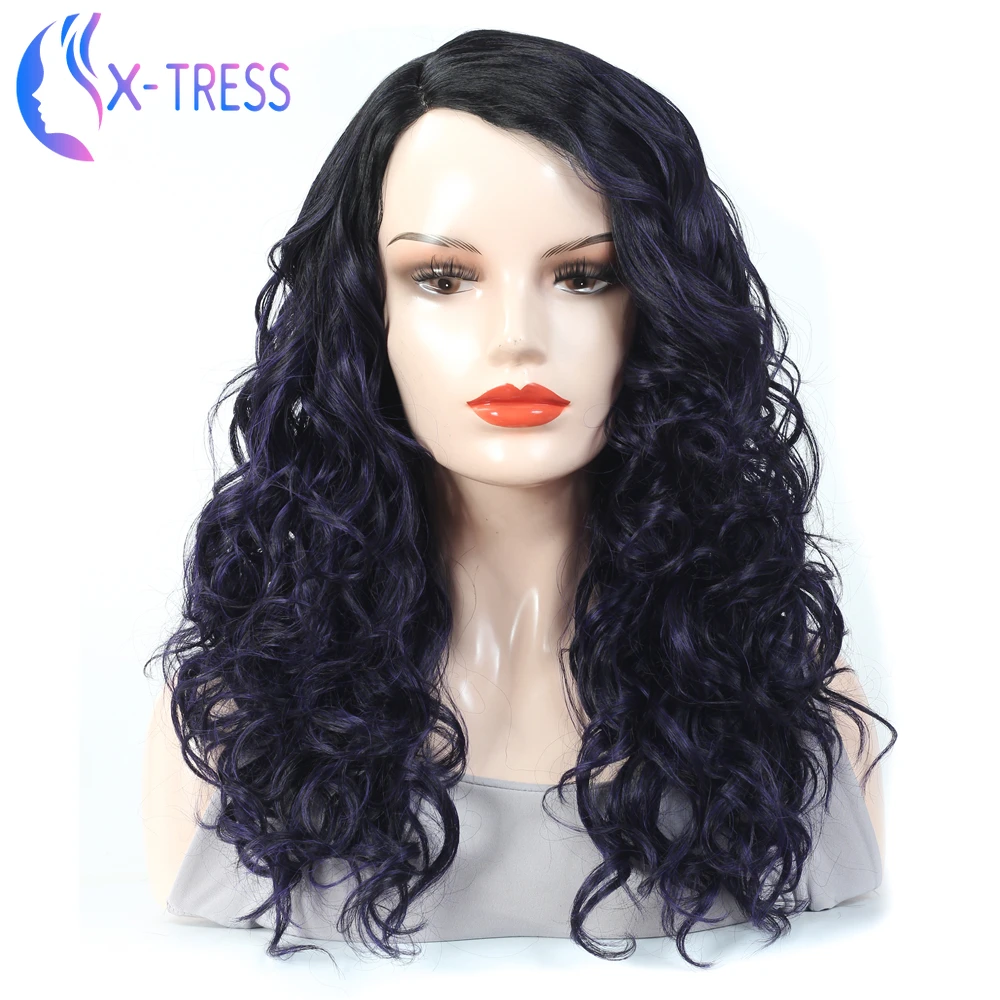 Парик из синтетических волос X Tress Fashion темно фиолетовые цветные синтетические