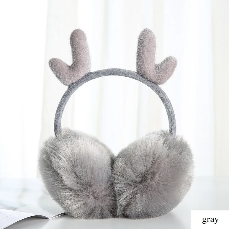 

Winter Warm Faux Fur Oversized Earmuffs Cute Cat Ears Antler Earmuffs Plush Girls Ladies Women Hair Band Earmuffs