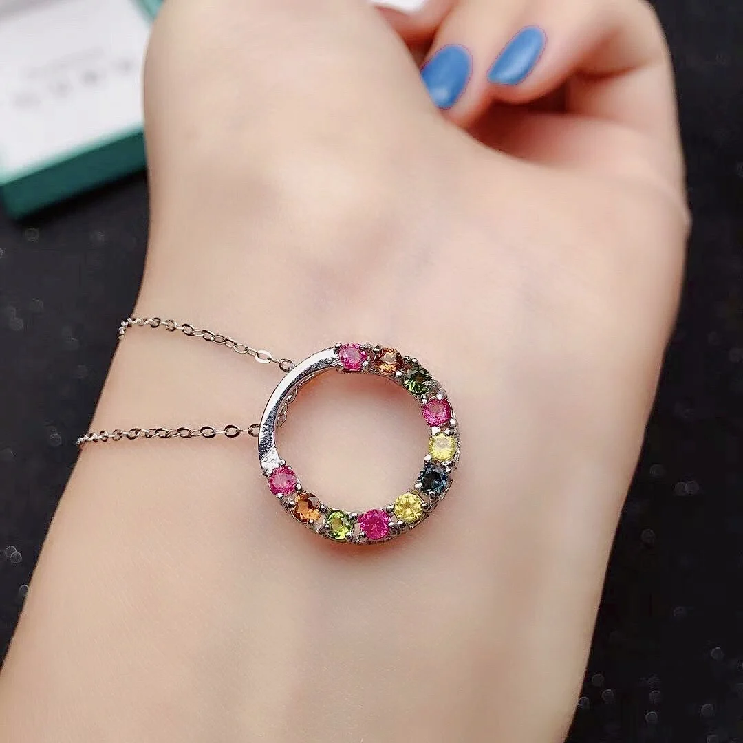 Кулон из серебра серебряный круглый кулон пробы с натуральным турмалином 2 5 мм