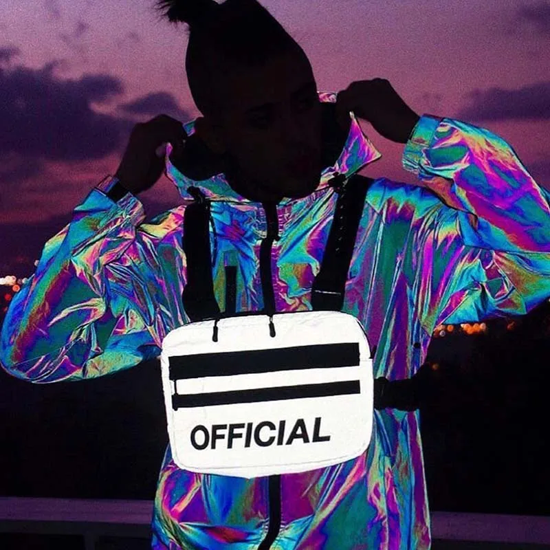 

Tactical Bag Vest Street Reflective Hip Hop Bags PVC Streetwear Chest Rig Bag Unisex High Capacity Fanny pack Woman Chest pack