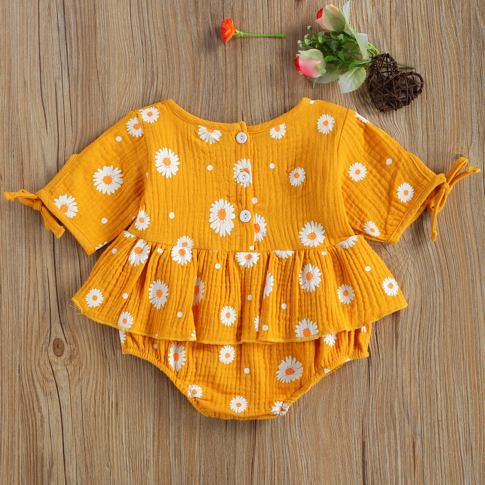 

Pudcoco 2021 Spring 0-24M Baby Girl Daisy Print Bows Long Sleeve Dress-Style Bodysuit Floral Jumpsuit Toddler Clothes 3 Colors