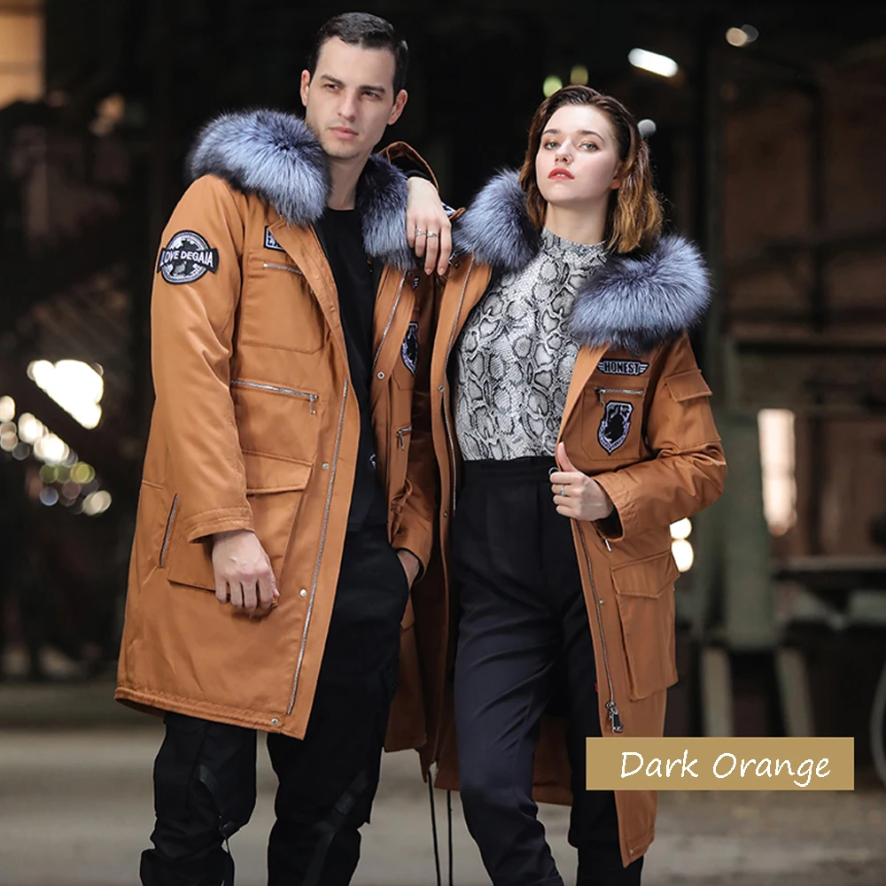 Новая пара Одинаковая одежда зимние теплые парки с натуральным кроличьим мехом