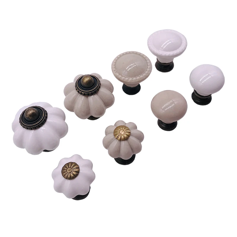 Ящика Ручка Потяните ручки Керамика бело-серые тяги ящика шкафа и с винтами для